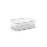 Plastový úložný box s víkem, průhledný, 31 l