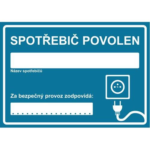 (obrázek pro) Informační bezpečnostní tabulky - Spotřebič povolen, plast